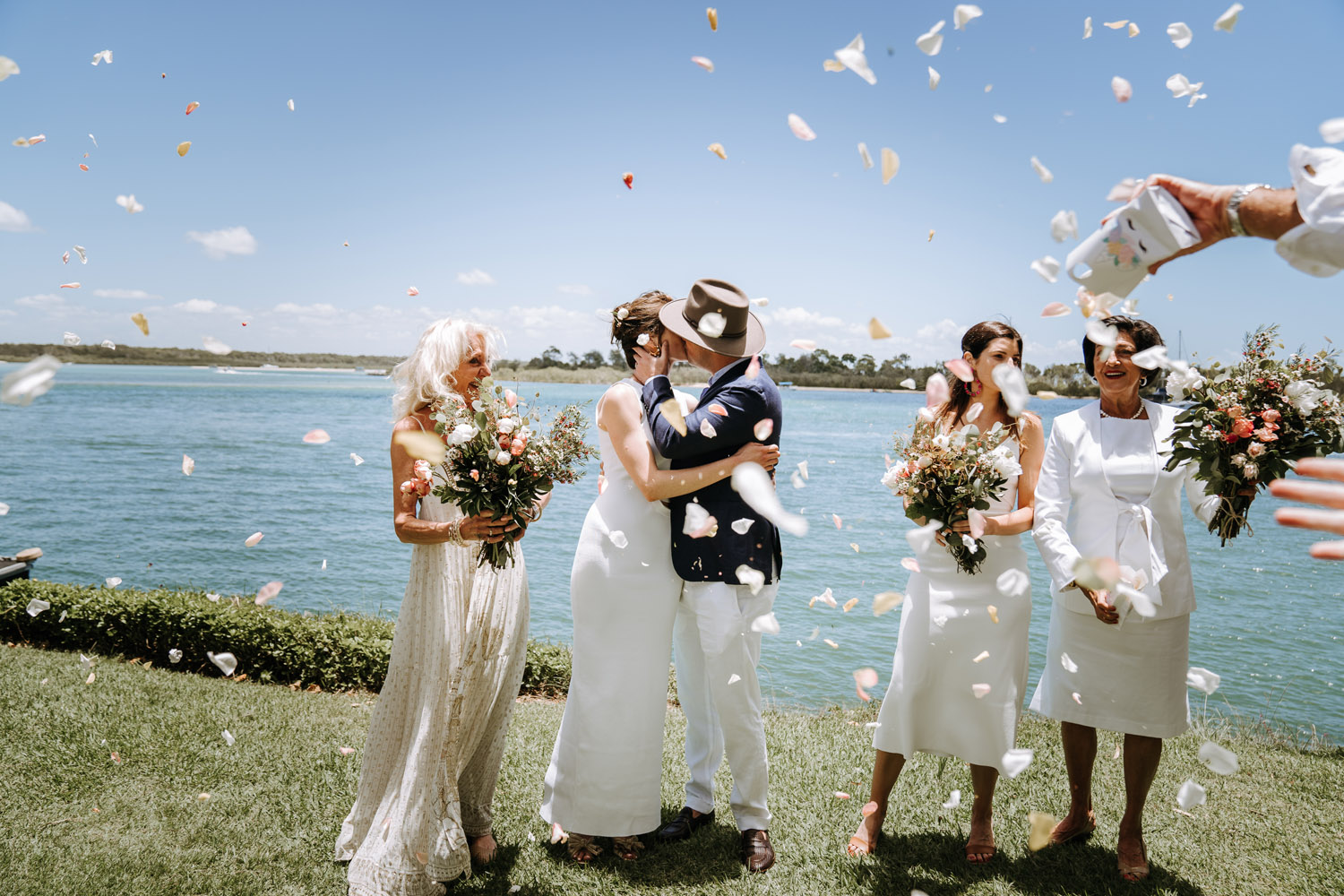 Noosa wedding photography of bride and grooms at Ricky's Restaurant by Noosa photographer