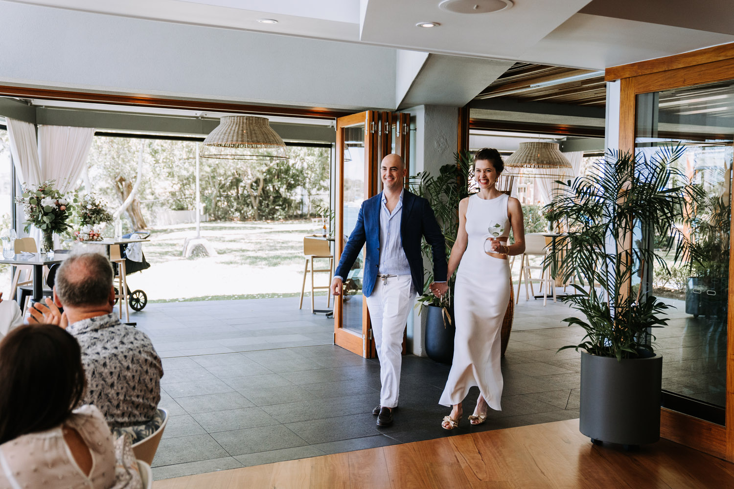 Noosa wedding photography of bride and grooms at Ricky's Restaurant by Noosa photographer