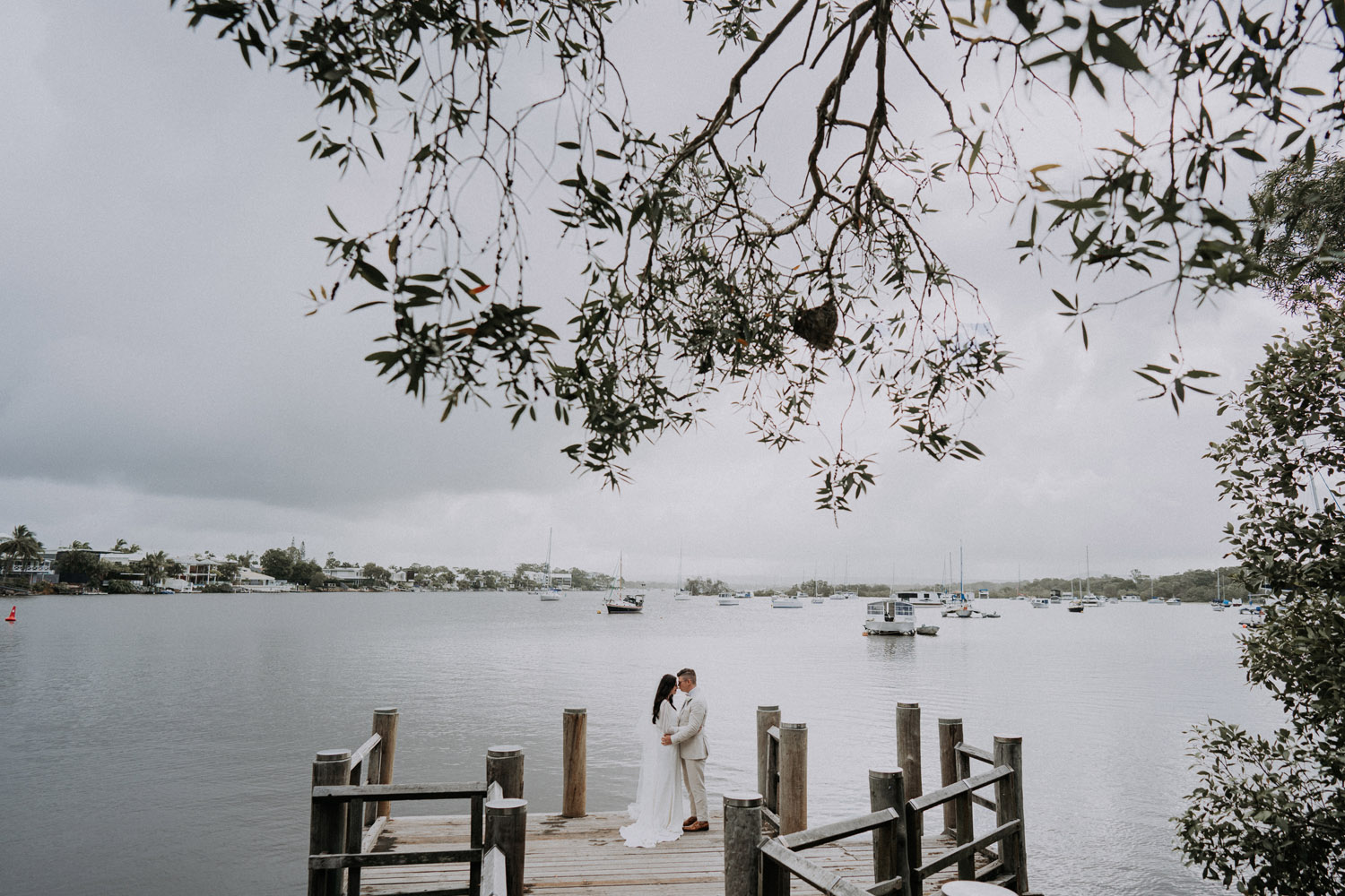 Noosa wedding photography of bride and grooms at Ricky's Restaurant by Noosa photographer