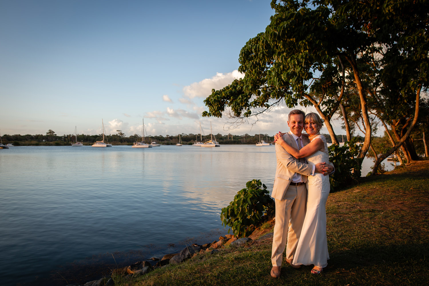 Noosa wedding photography of bride and grooms at Ricky's Restaurant by Noosa photographer