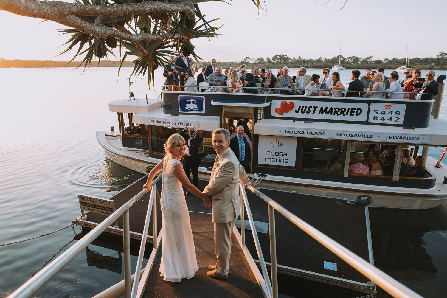 Noosa wedding photography of bride and grooms at Ricky's Restaurant by Noosa photographer