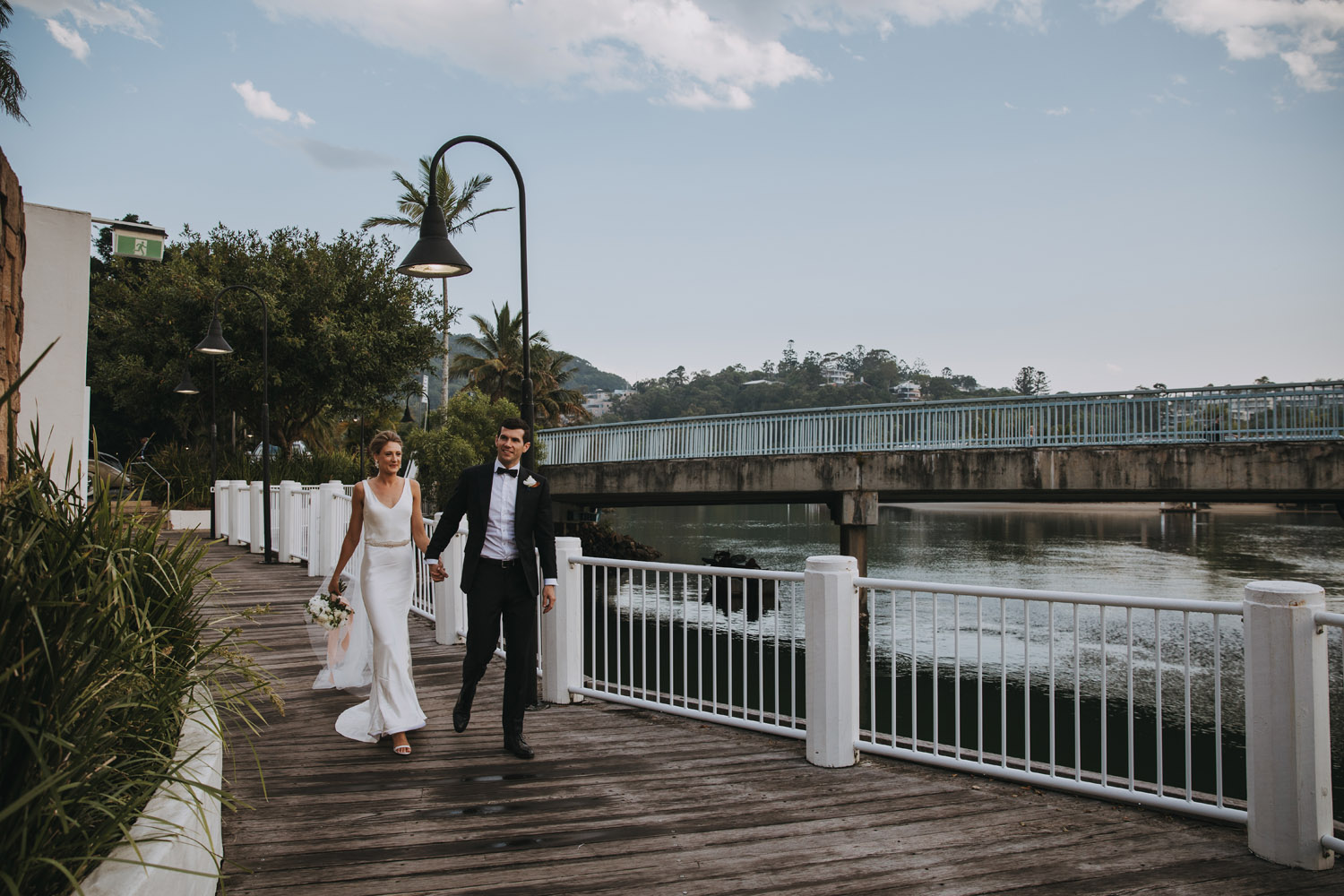 Noosa wedding photography of bride and grooms at Ricky's Restaurant by Noosa photographer