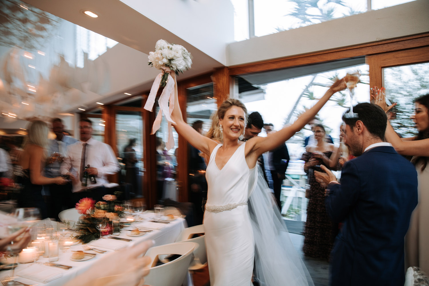 Noosa wedding photography of bride and grooms at Ricky's Restaurant by Noosa photographer