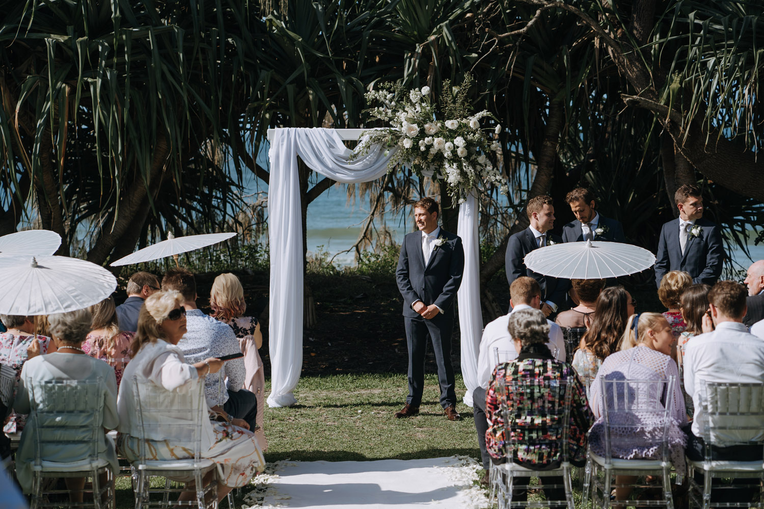 Noosa wedding photography of bride and grooms at Ricky's Restaurant by Noosa photographer