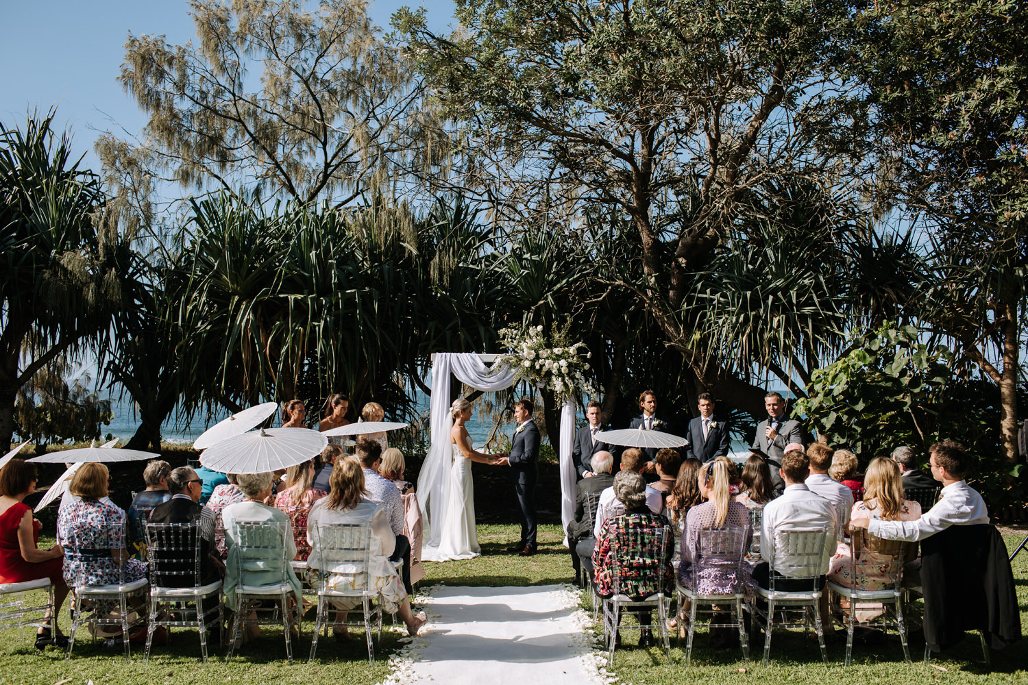 Noosa wedding photography of bride and grooms at Ricky's Restaurant by Noosa photographer