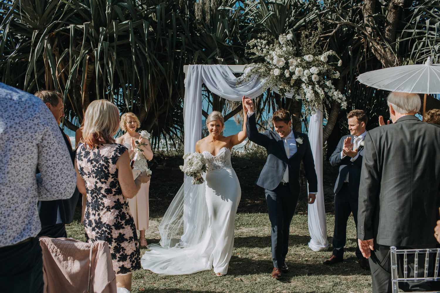 Noosa wedding photography of bride and grooms at Ricky's Restaurant by Noosa photographer