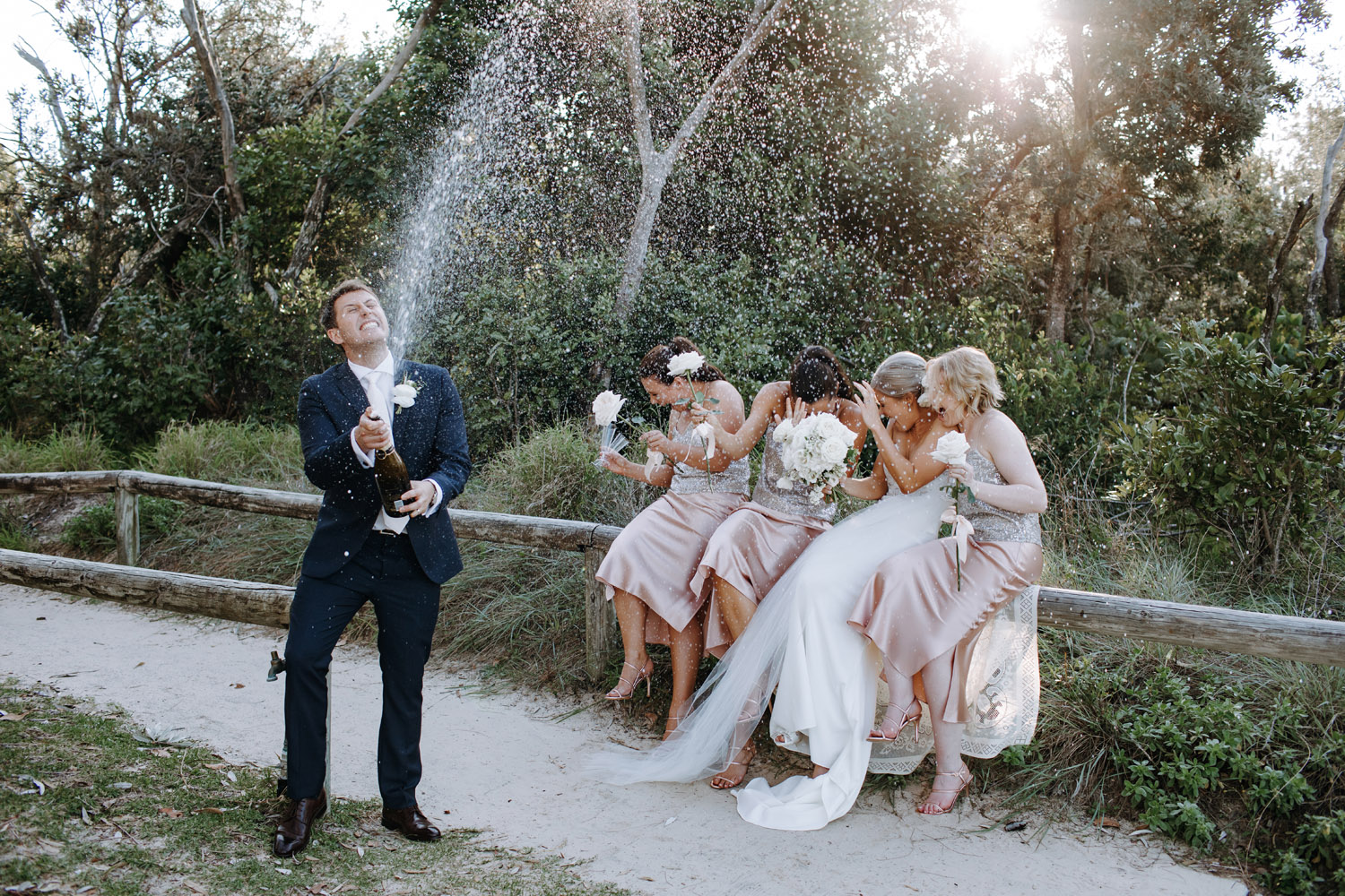 Noosa wedding photography of bride and grooms at Ricky's Restaurant by Noosa photographer