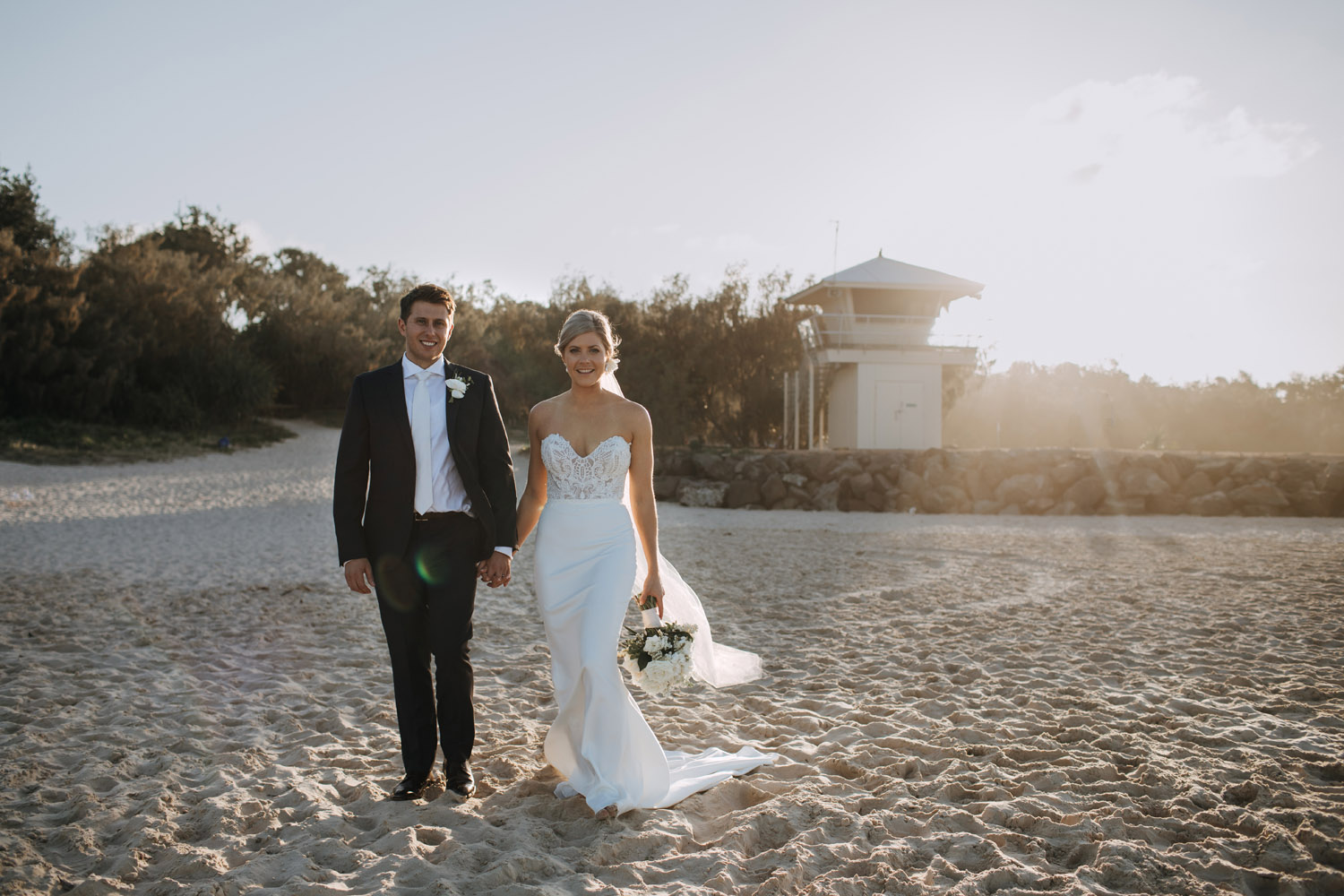 Noosa wedding photography of bride and grooms at Ricky's Restaurant by Noosa photographer