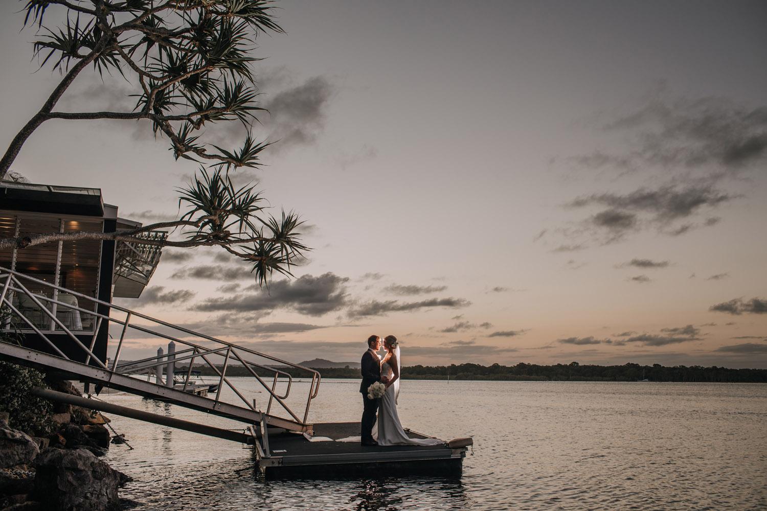 Noosa wedding photography of bride and grooms at Ricky's Restaurant by Noosa photographer