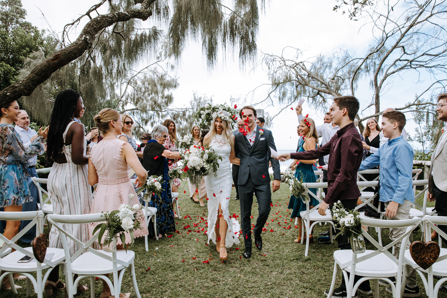 Noosa wedding photography of bride and grooms at Ricky's Restaurant by Noosa photographer