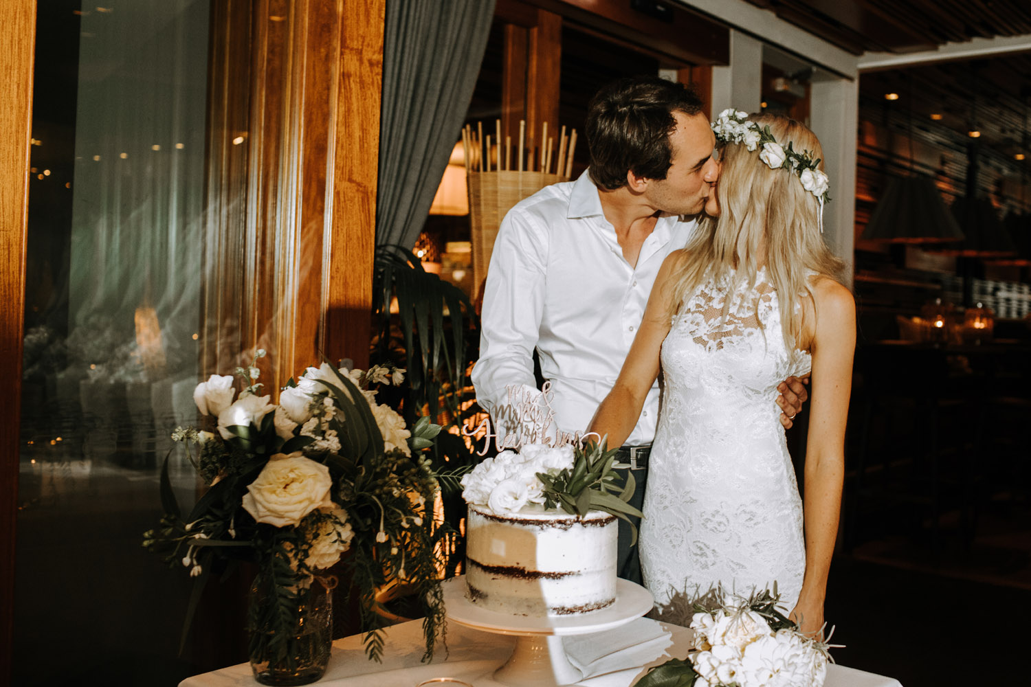 Noosa wedding photography of bride and grooms at Ricky's Restaurant by Noosa photographer