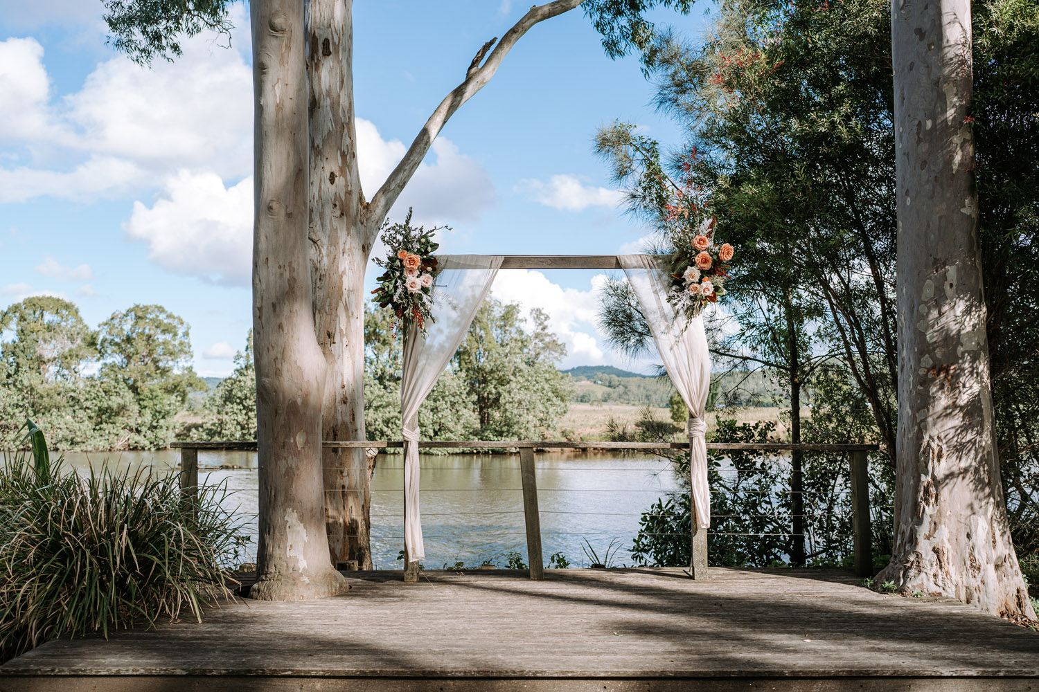 Bec and Cam celebrating their wedding at The Rocks Yandina on the Sunshine Coast