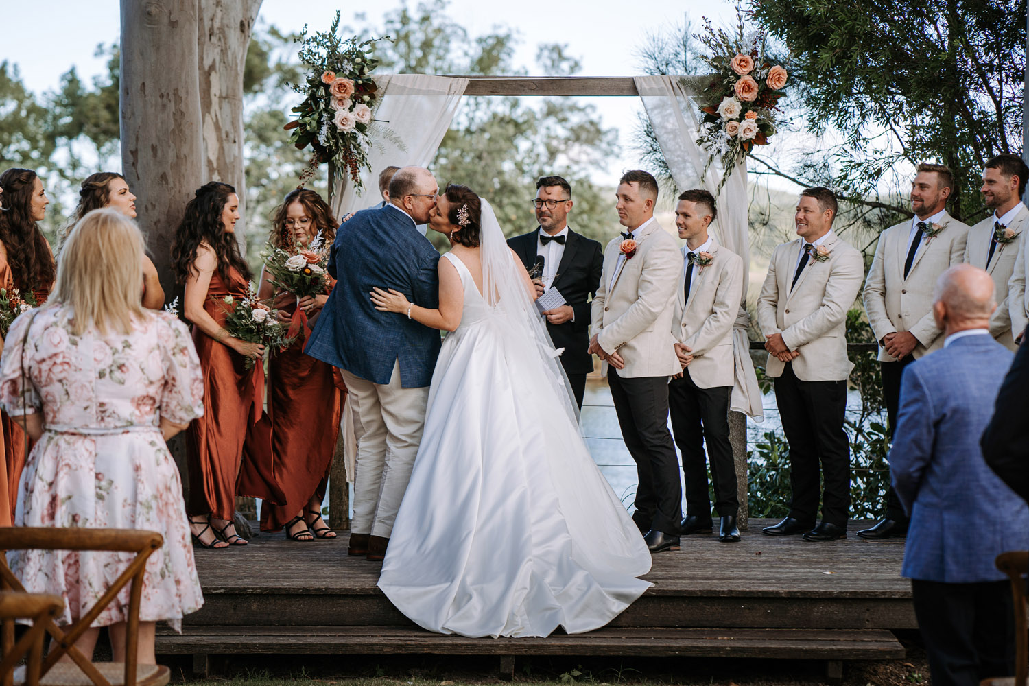Bec and Cam celebrating their wedding at The Rocks Yandina on the Sunshine Coast