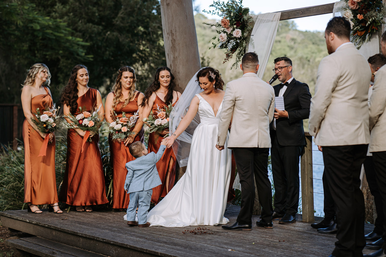 Bec and Cam celebrating their wedding at The Rocks Yandina on the Sunshine Coast