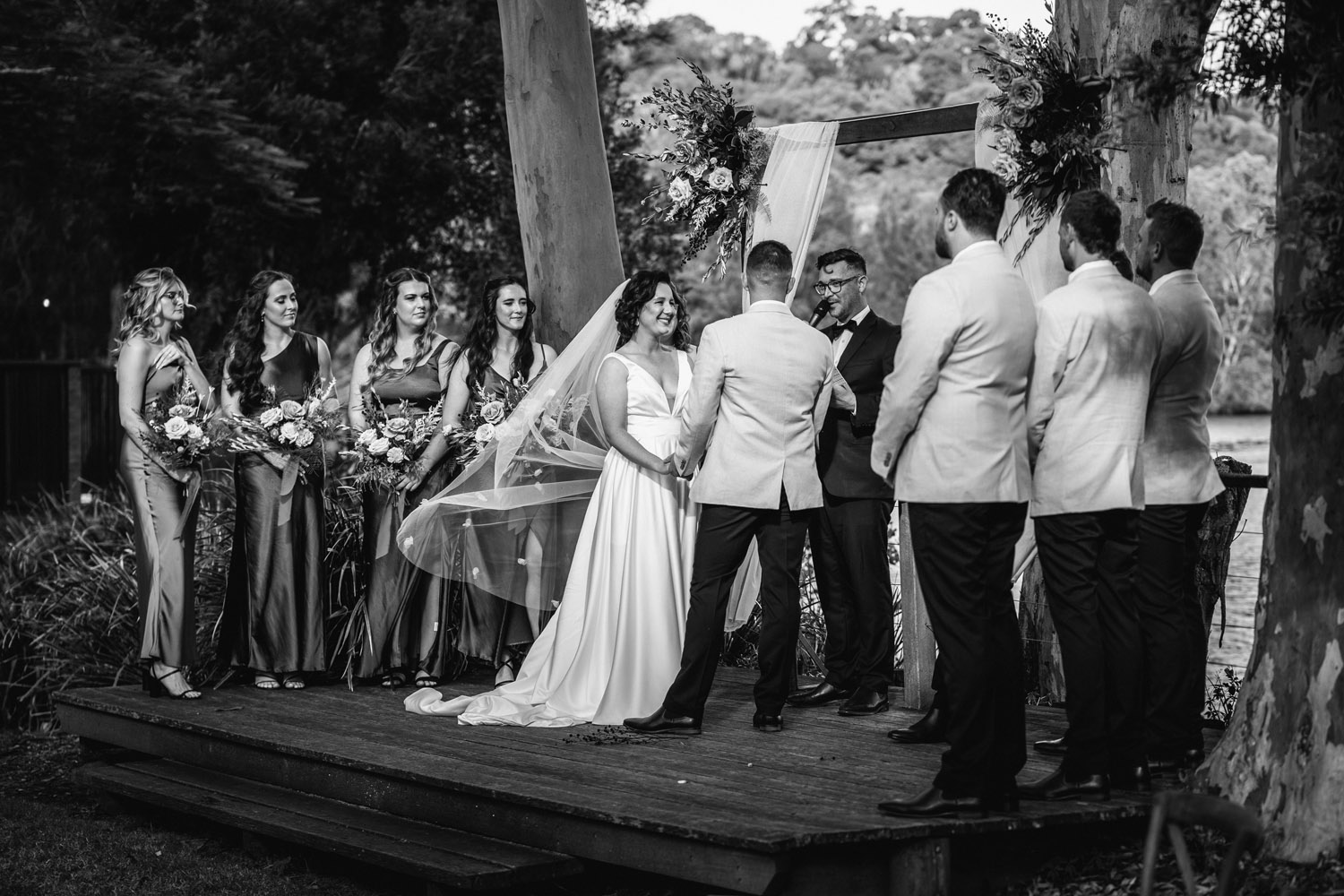 Bec and Cam celebrating their wedding at The Rocks Yandina on the Sunshine Coast