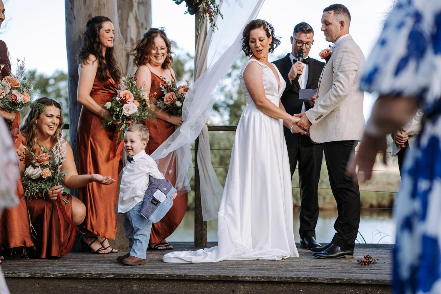 Bec and Cam celebrating their wedding at The Rocks Yandina on the Sunshine Coast
