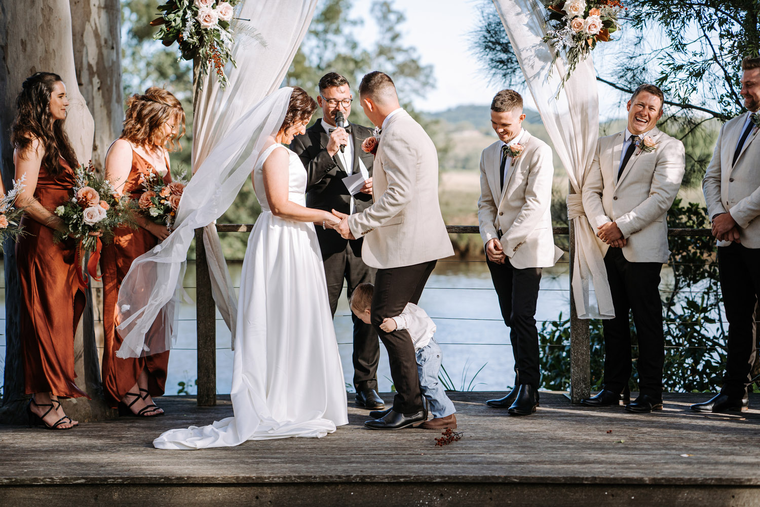 Bec and Cam celebrating their wedding at The Rocks Yandina on the Sunshine Coast
