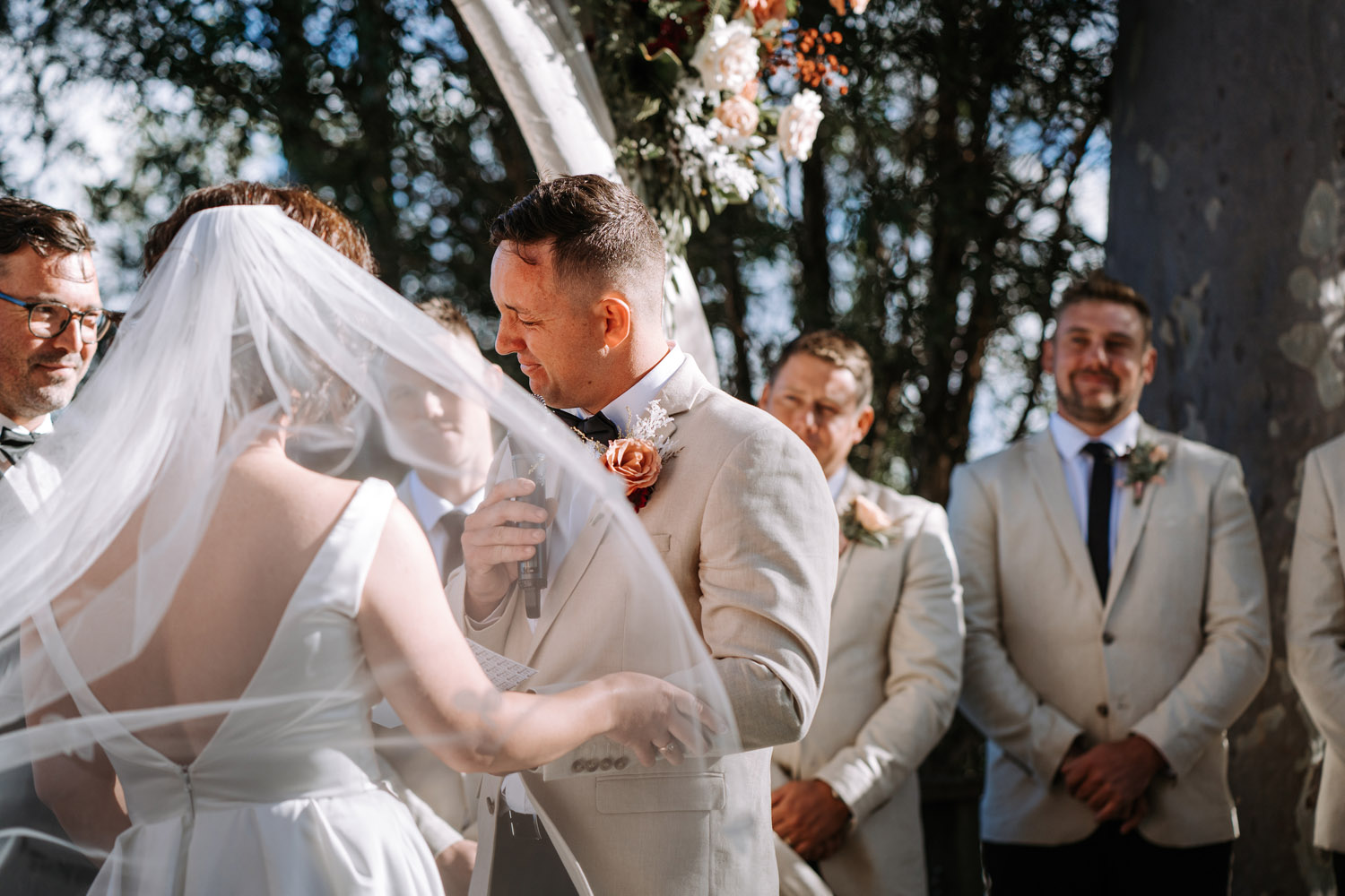 Bec and Cam celebrating their wedding at The Rocks Yandina on the Sunshine Coast