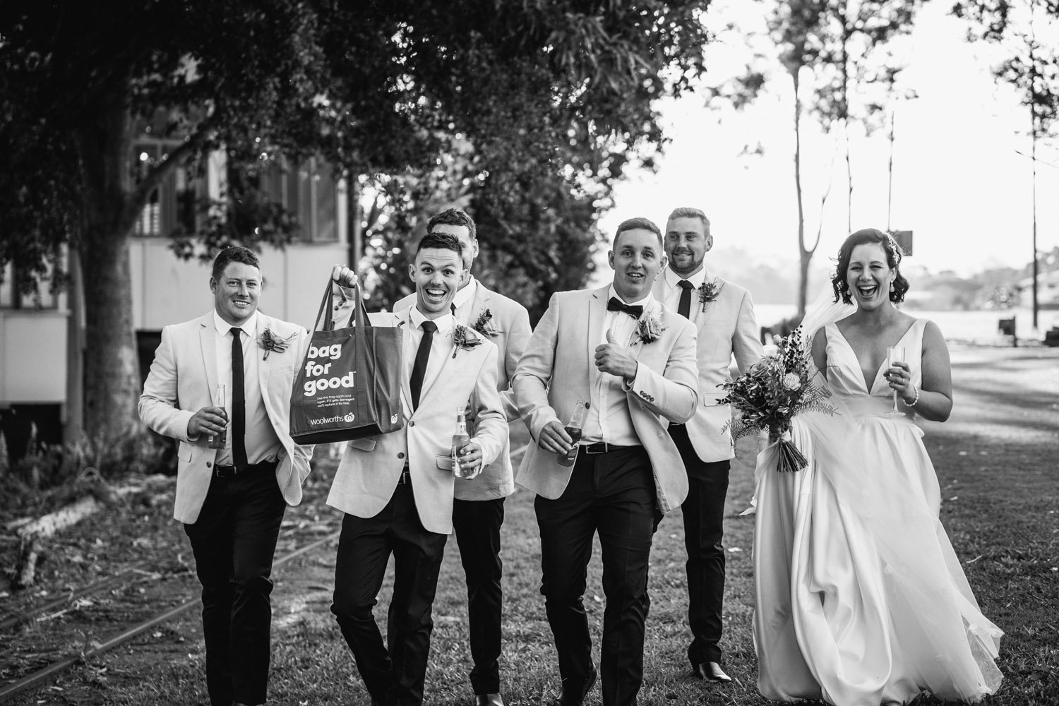 Bec and Cam celebrating their wedding at The Rocks Yandina on the Sunshine Coast