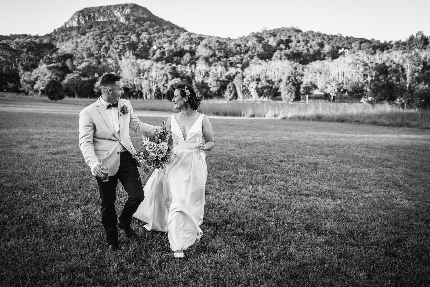 Bec and Cam celebrating their wedding at The Rocks Yandina on the Sunshine Coast