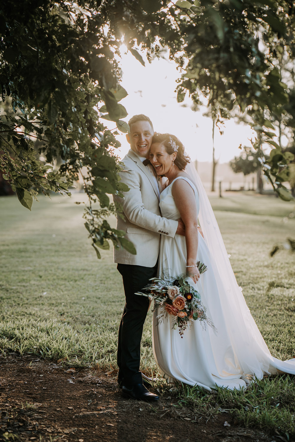 Bec and Cam celebrating their wedding at The Rocks Yandina on the Sunshine Coast