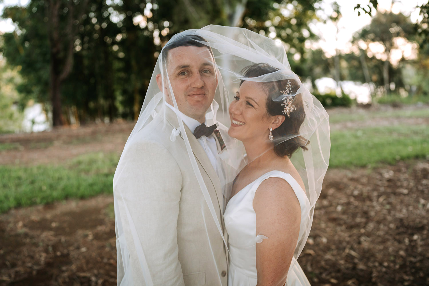 Bec and Cam celebrating their wedding at The Rocks Yandina on the Sunshine Coast