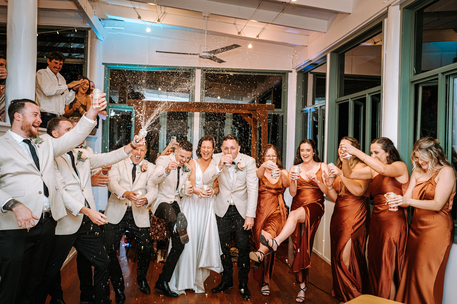 Bec and Cam celebrating their wedding at The Rocks Yandina on the Sunshine Coast
