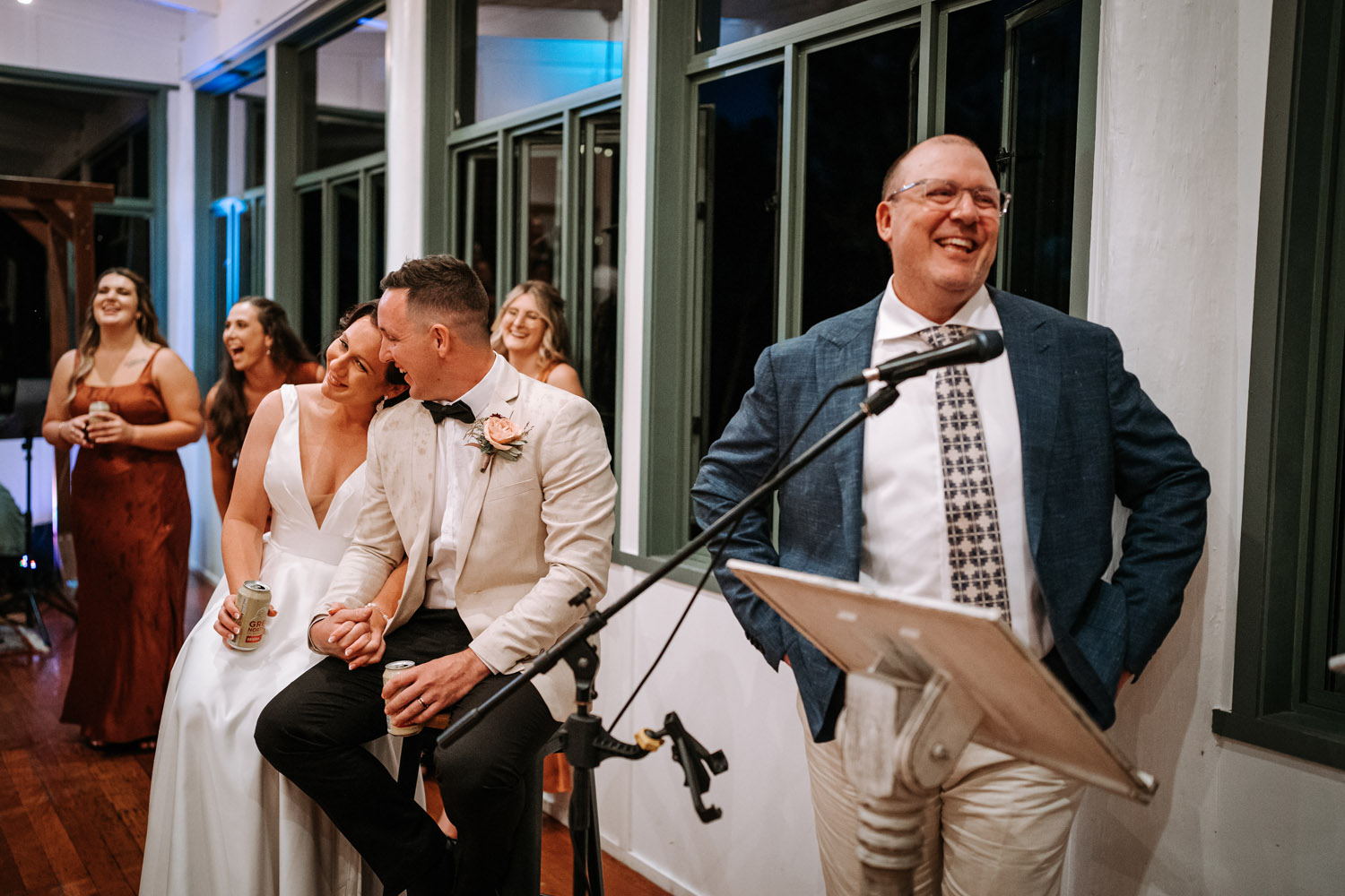 Bec and Cam celebrating their wedding at The Rocks Yandina on the Sunshine Coast