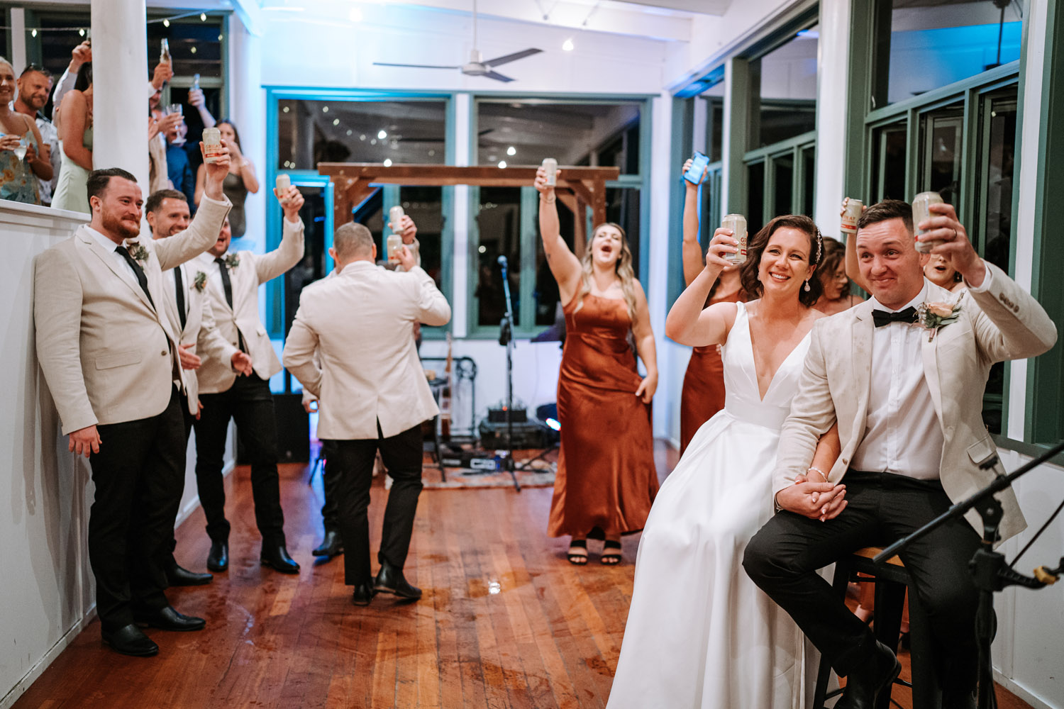 Bec and Cam celebrating their wedding at The Rocks Yandina on the Sunshine Coast