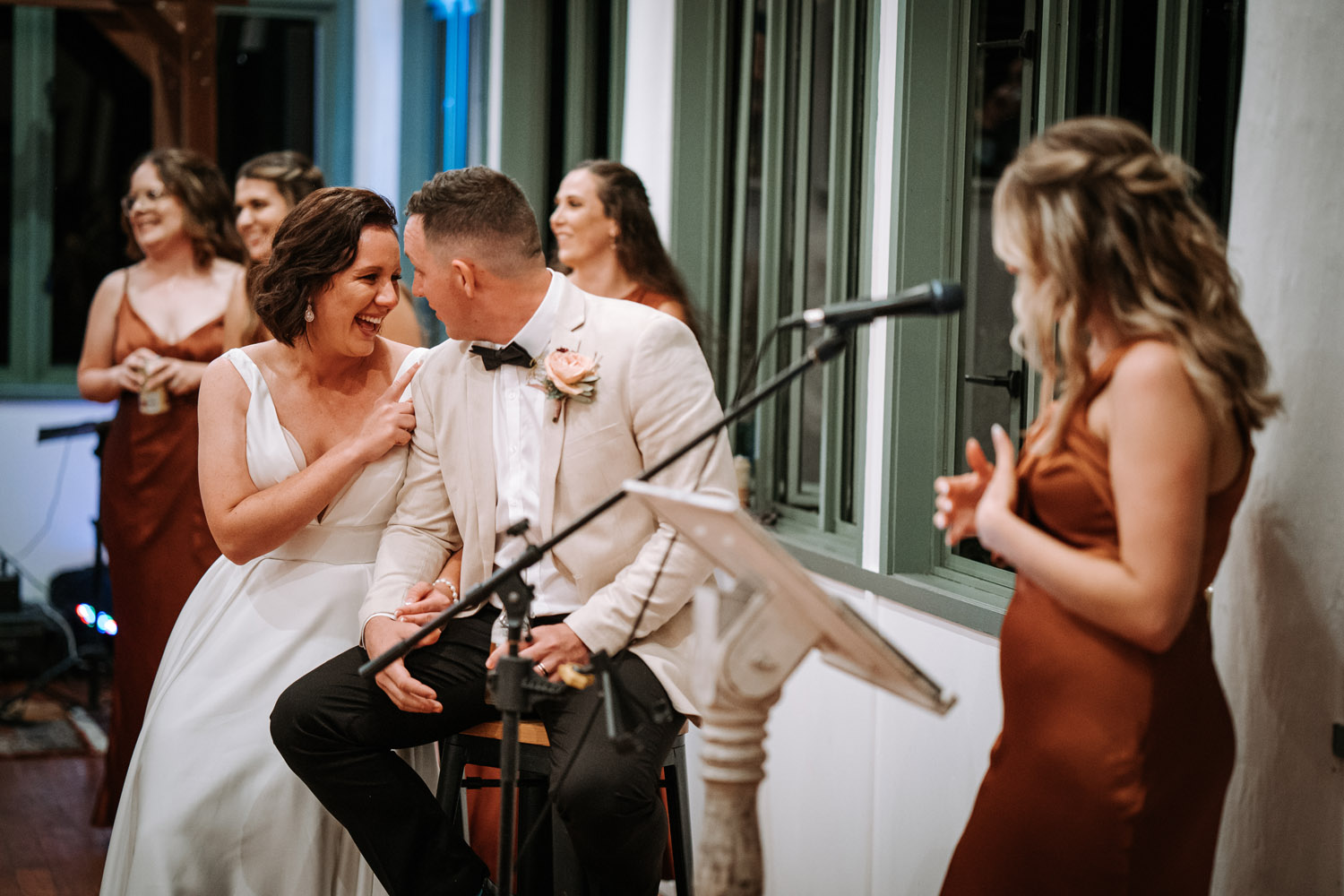 Bec and Cam celebrating their wedding at The Rocks Yandina on the Sunshine Coast